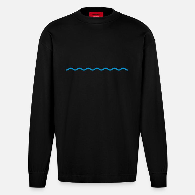 Water - Heavyweight Oversized Organic Langarmshirt Made in EU - SOLID BLACK