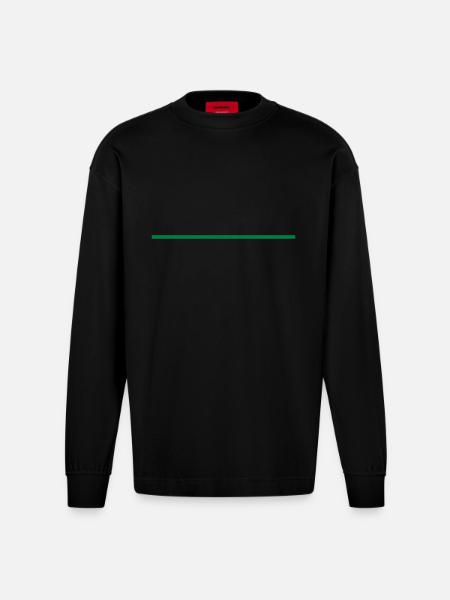 Balken Green - Heavyweight Oversized Organic Langarmshirt Made in EU - SOLID BLACK