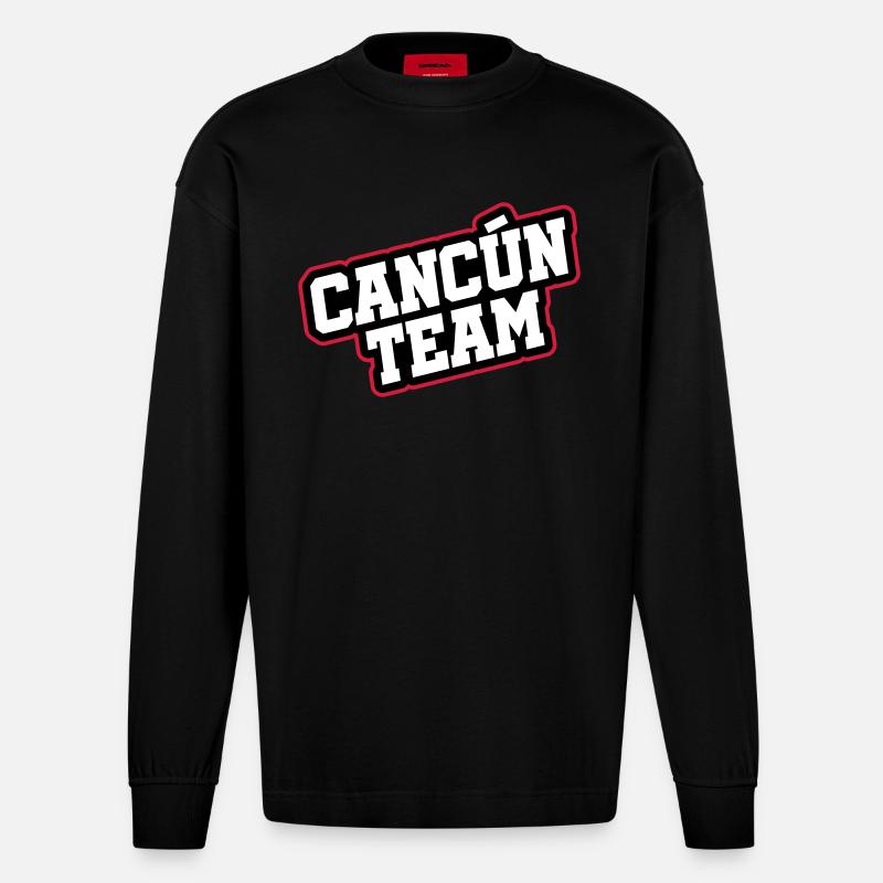 L’équipe de Cancún - Manches longues bio épais oversize fabriqué en UE - SOLID BLACK
