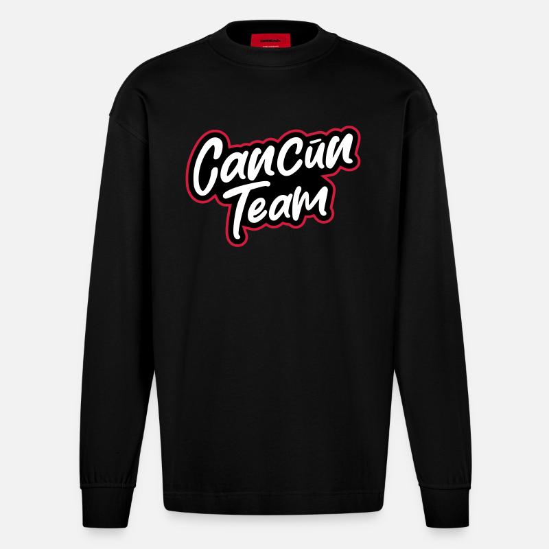 L’équipe de Cancún - Manches longues bio épais oversize fabriqué en UE - SOLID BLACK