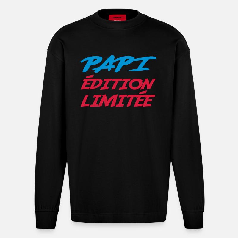 PAPI Limitierte Auflage - Heavyweight Oversized Organic Langarmshirt Made in EU - SOLID BLACK