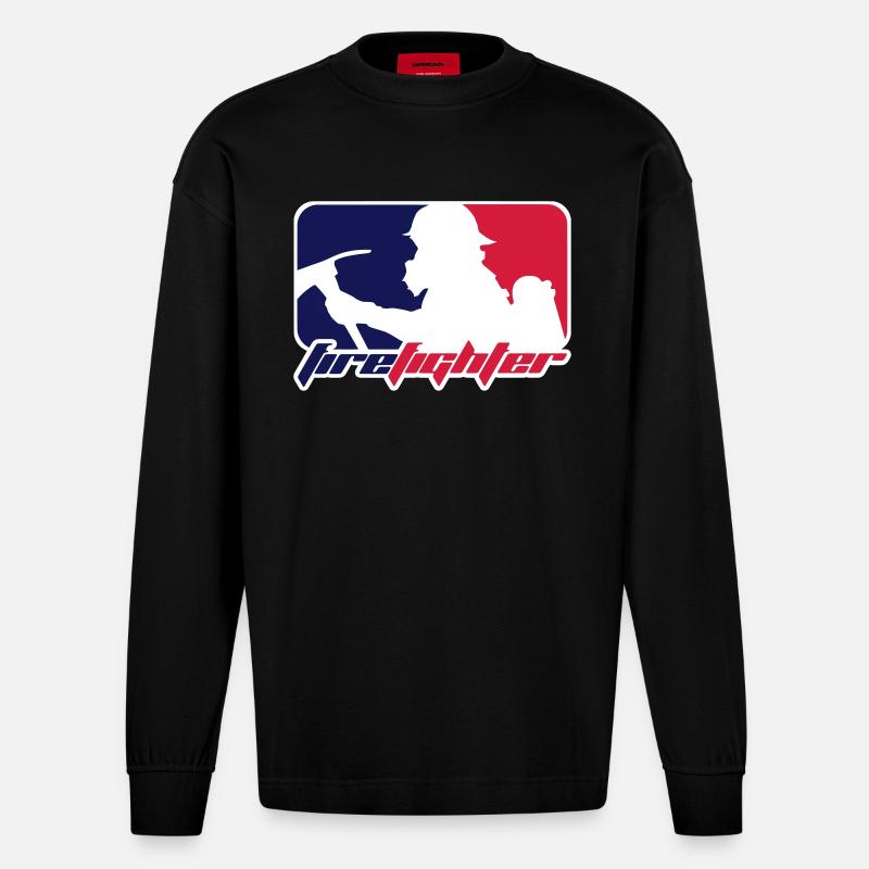 firefighter - Heavyweight Oversized Organic Longsleeve Shirt Made in EU - SOLID BLACK