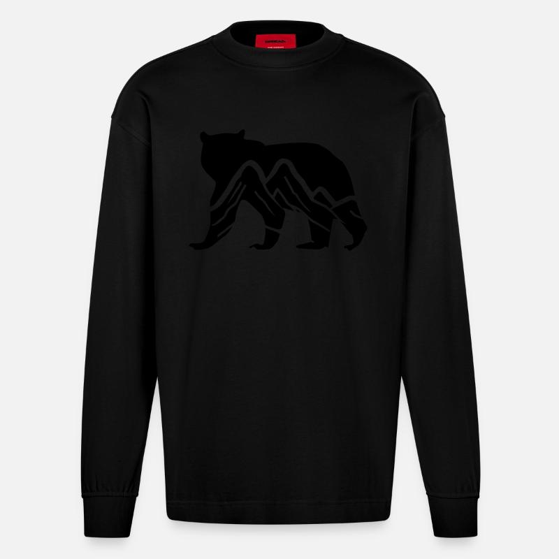 bär berge - Heavyweight Oversized Organic Langarmshirt Made in EU - SOLID BLACK