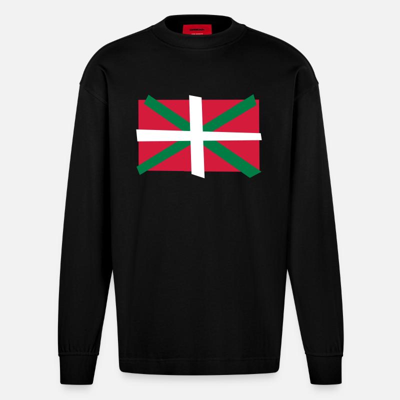 Baskische Flagge - Heavyweight Oversized Organic Langarmshirt Made in EU - SOLID BLACK