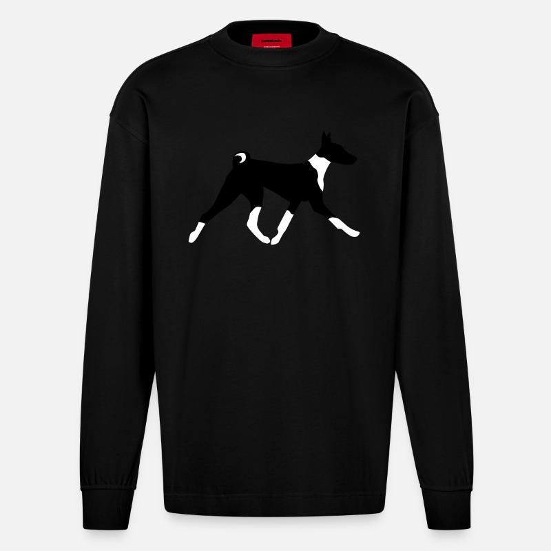 Courir Basenji - Manches longues bio épais oversize fabriqué en UE - SOLID BLACK