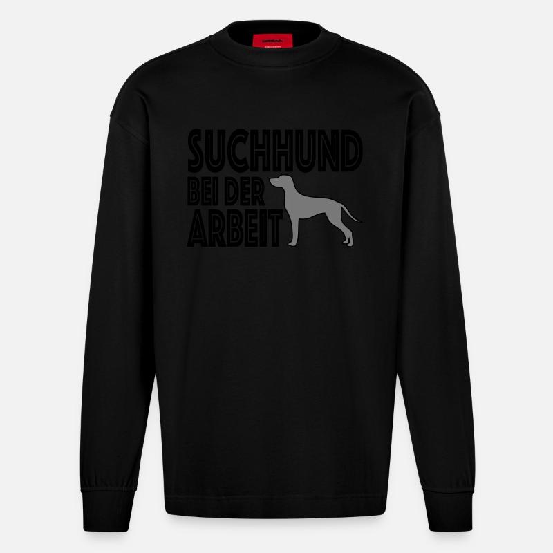 Suchhund - Heavyweight Oversized Organic Langarmshirt Made in EU - SOLID BLACK