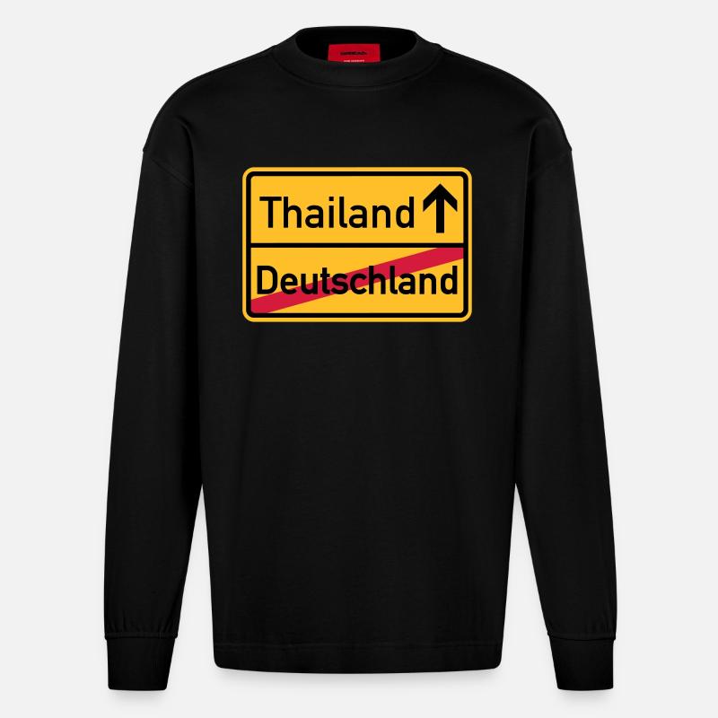 Thailand - Heavyweight Oversized Organic Langarmshirt Made in EU - SOLID BLACK