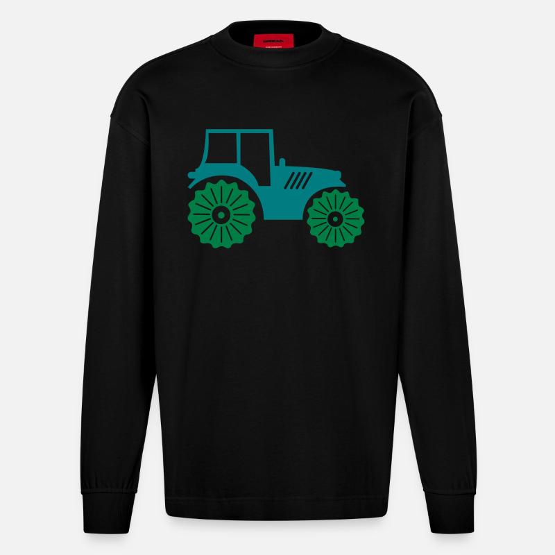 traktor_02 - Heavyweight Oversized Organic Langarmshirt Made in EU - SOLID BLACK
