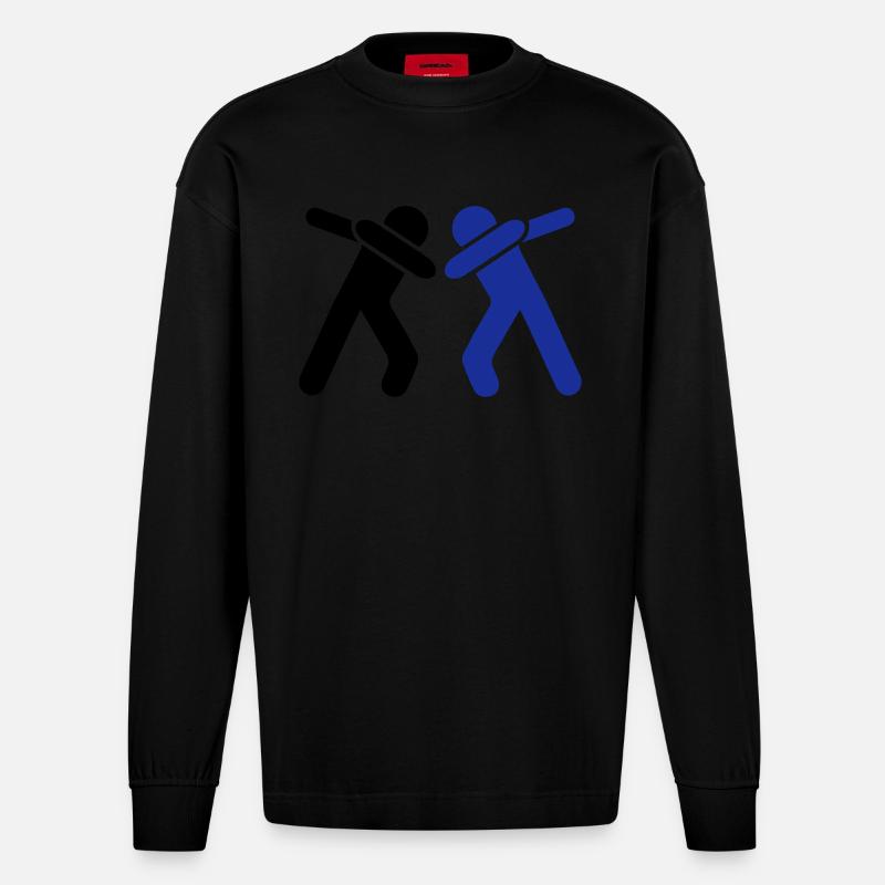 dabbing team man - Heavyweight Oversized Organic Langarmshirt Made in EU - SOLID BLACK
