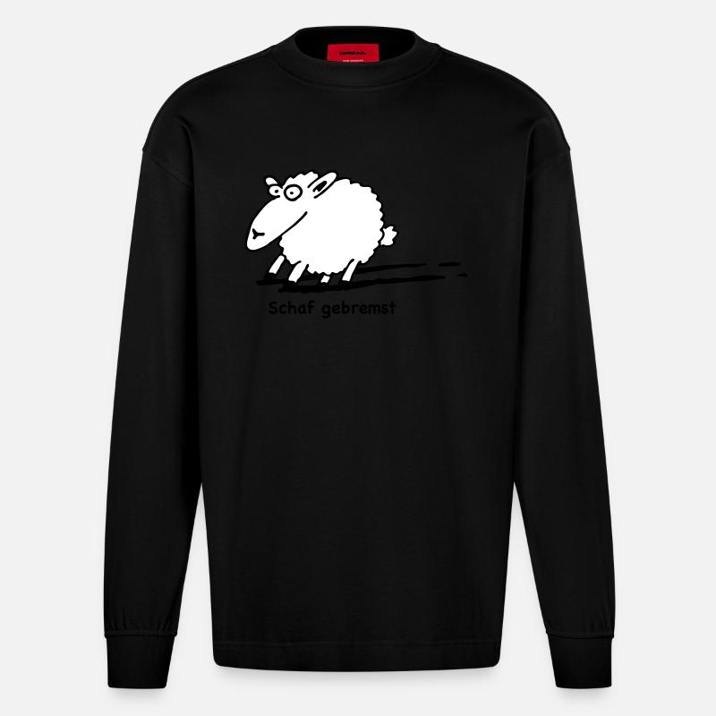 schaf_gebremst - Manches longues bio épais oversize fabriqué en UE - SOLID BLACK