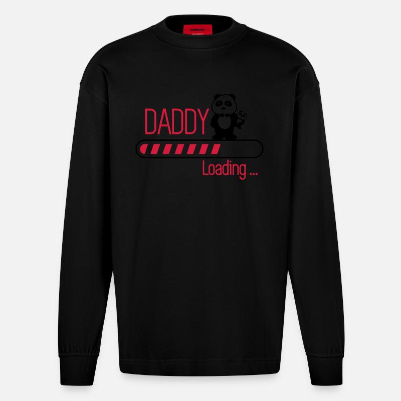 daddy loading - Heavyweight Oversized Organic Langarmshirt Made in EU - SOLID BLACK