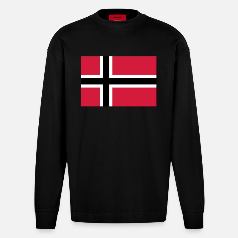 drapeau_norvege - Heavyweight Oversized Organic Langarmshirt Made in EU - SOLID BLACK