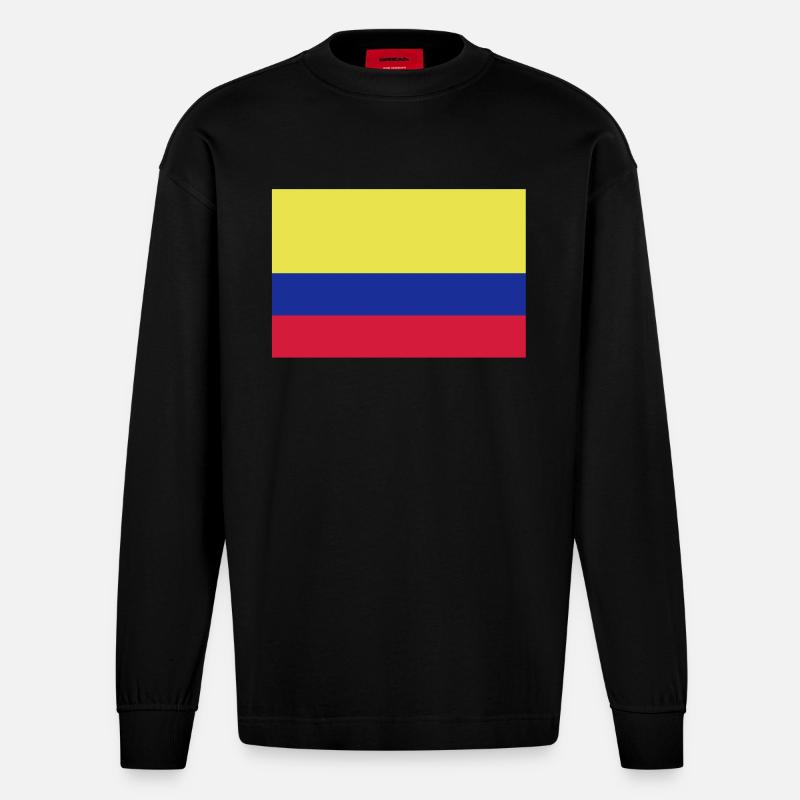 drapeau_colombie - Manches longues bio épais oversize fabriqué en UE - SOLID BLACK