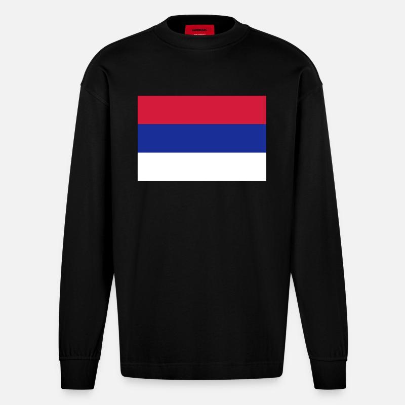 Serbien - Heavyweight Oversized Organic Langarmshirt Made in EU - SOLID BLACK