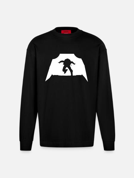 Skydiving - Parachuting - Heavyweight Oversized Organic Longsleeve Shirt Made in EU - SOLID BLACK