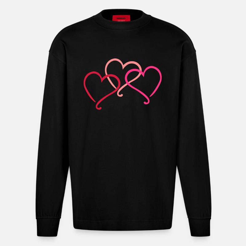 Herzen - Heavyweight Oversized Organic Langarmshirt Made in EU - SOLID BLACK
