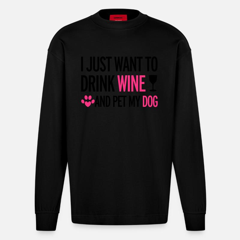 Wine - Heavyweight Oversized Organic Langarmshirt Made in EU - SOLID BLACK