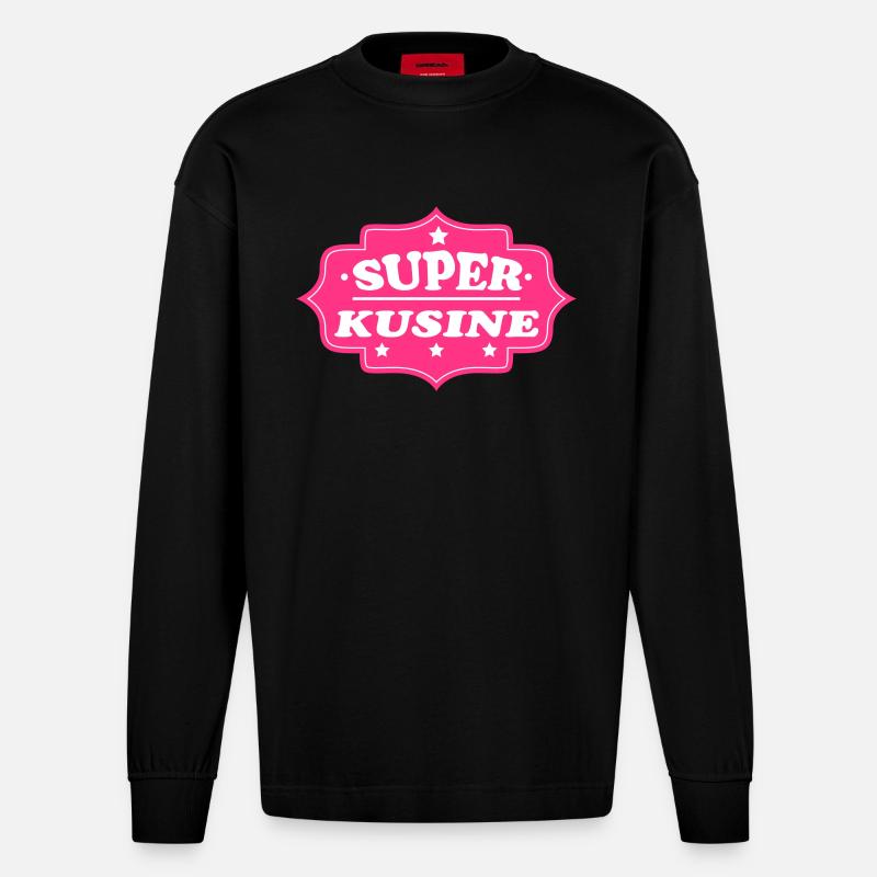 Super kusine - Manches longues bio épais oversize fabriqué en UE - SOLID BLACK