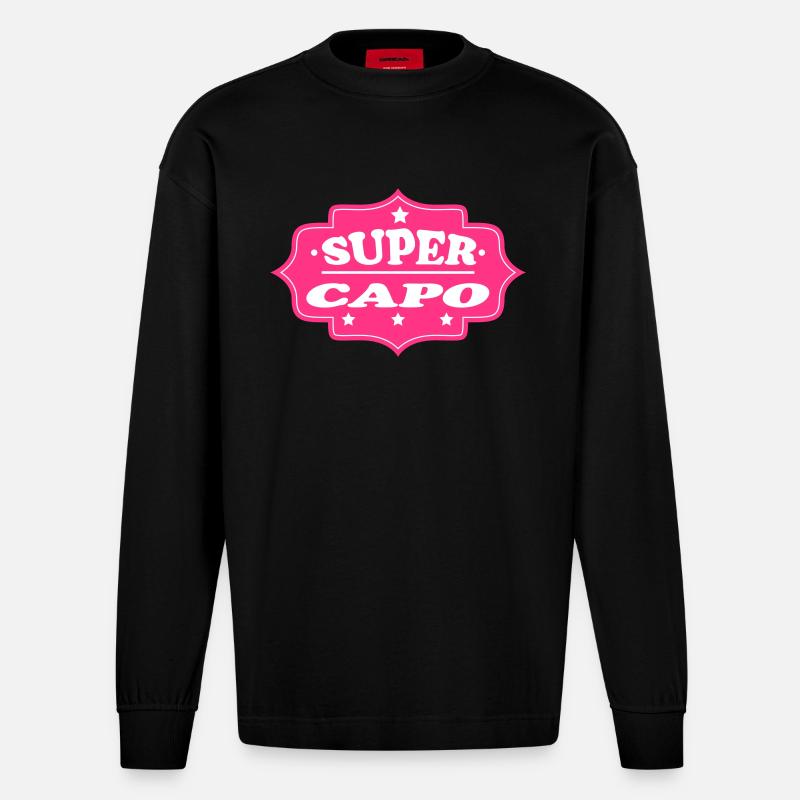 Super capo 111 - Manches longues bio épais oversize fabriqué en UE - SOLID BLACK