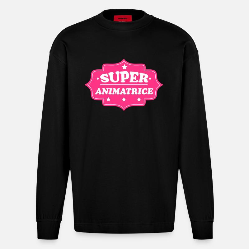Super animatrice - Manches longues bio épais oversize fabriqué en UE - SOLID BLACK