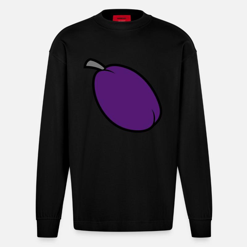 Pflaume - Heavyweight Oversized Organic Langarmshirt Made in EU - SOLID BLACK