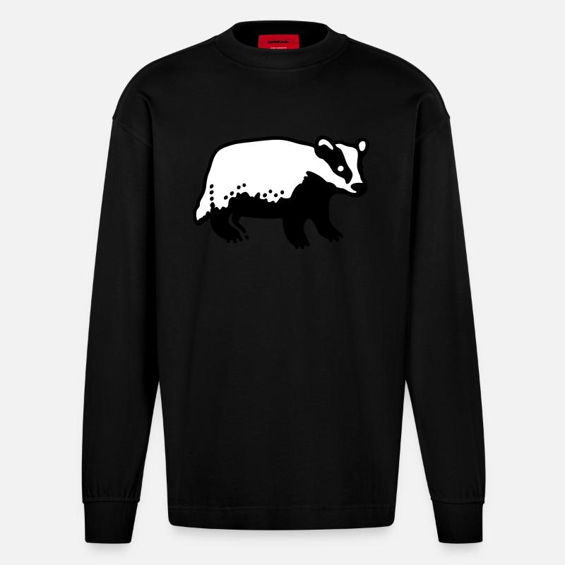 Dachs - Heavyweight Oversized Organic Langarmshirt Made in EU - SOLID BLACK