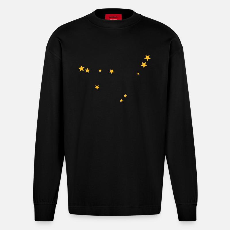 Steinbock Sternbild - Heavyweight Oversized Organic Langarmshirt Made in EU - SOLID BLACK