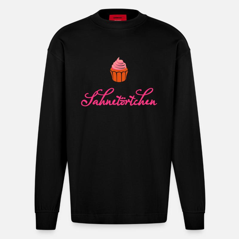 Sahnetörtchen - Heavyweight Oversized Organic Langarmshirt Made in EU - SOLID BLACK