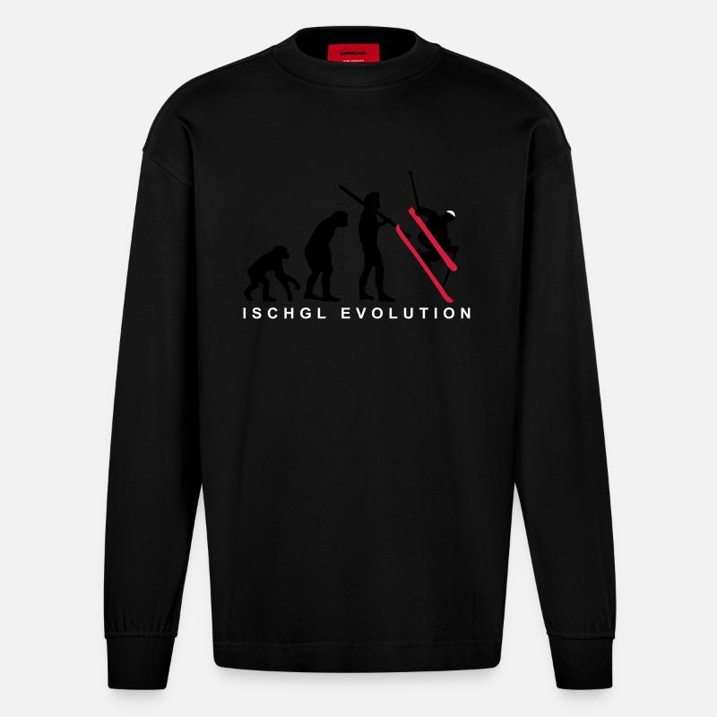 Ischgl Evolution Ski - Heavyweight Oversized Organic Langarmshirt Made in EU - SOLID BLACK