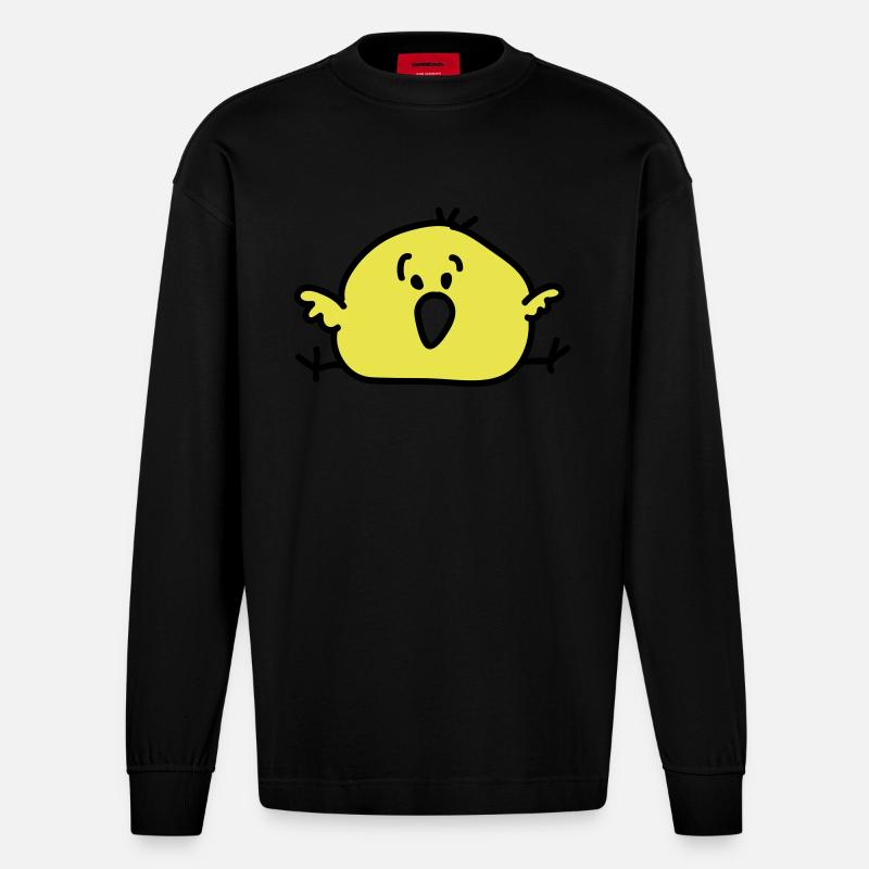 dickes Vögelchen - Heavyweight Oversized Organic Langarmshirt Made in EU - SOLID BLACK