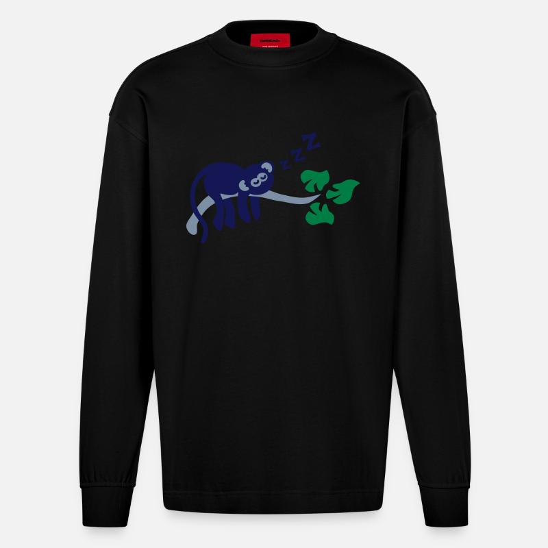 sleeping monkey - Heavyweight Oversized Organic Langarmshirt Made in EU - SOLID BLACK