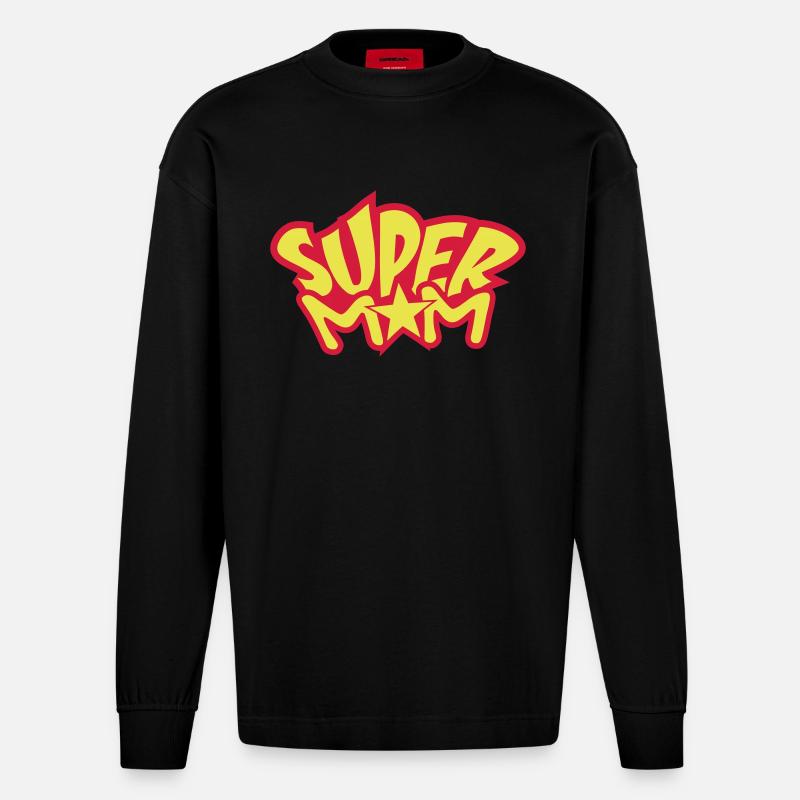 Super Mom - Manches longues bio épais oversize fabriqué en UE - SOLID BLACK