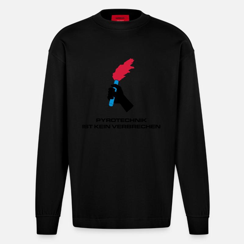 Pyrotechnik - Heavyweight Oversized Organic Langarmshirt Made in EU - SOLID BLACK