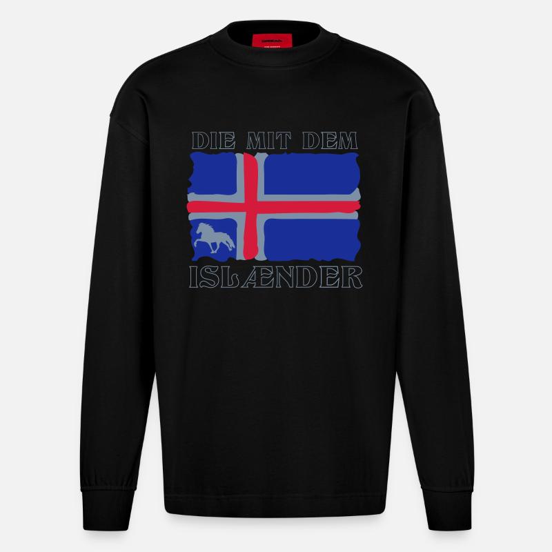Die mit dem Isländer - Heavyweight Oversized Organic Langarmshirt Made in EU - SOLID BLACK