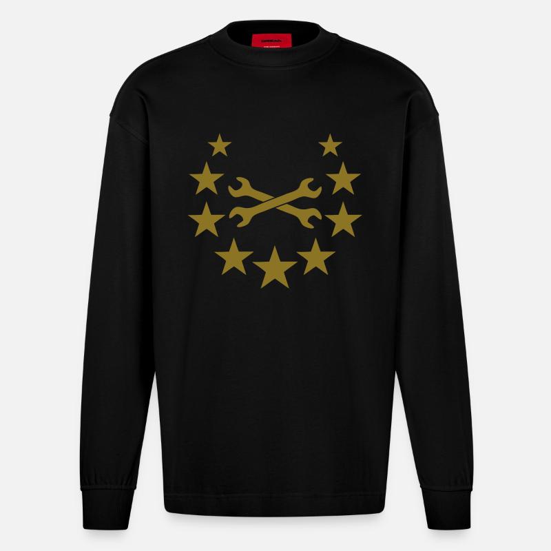 tool star - Heavyweight Oversized Organic Langarmshirt Made in EU - SOLID BLACK