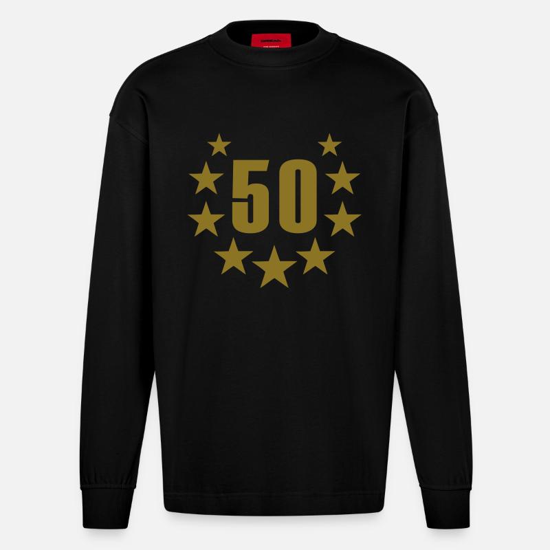 50 deluxe - Heavyweight Oversized Organic Langarmshirt Made in EU - SOLID BLACK