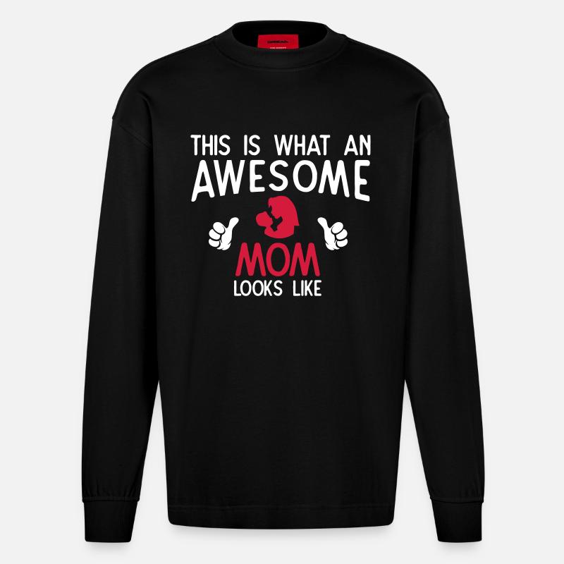 Awesome Mom - Heavyweight Oversized Organic Langarmshirt Made in EU - SOLID BLACK