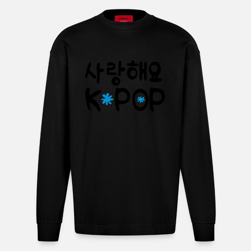 Sarang hae yo KPOP - Heavyweight Oversized Organic Langarmshirt Made in EU - SOLID BLACK