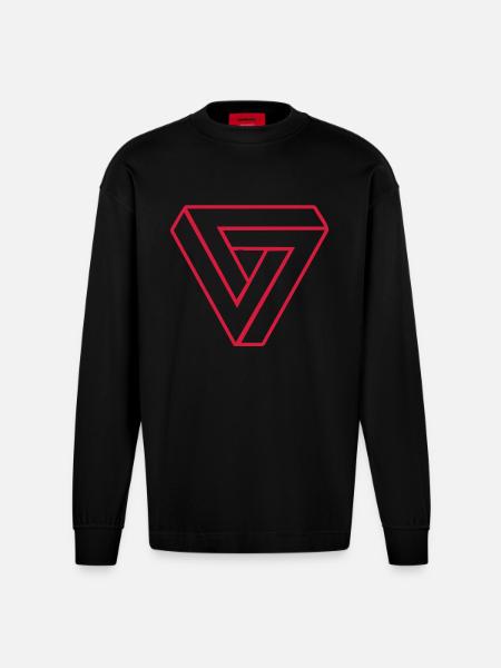 Infinity Triangle - Heavyweight Oversized Organic Longsleeve Shirt Made in EU - SOLID BLACK
