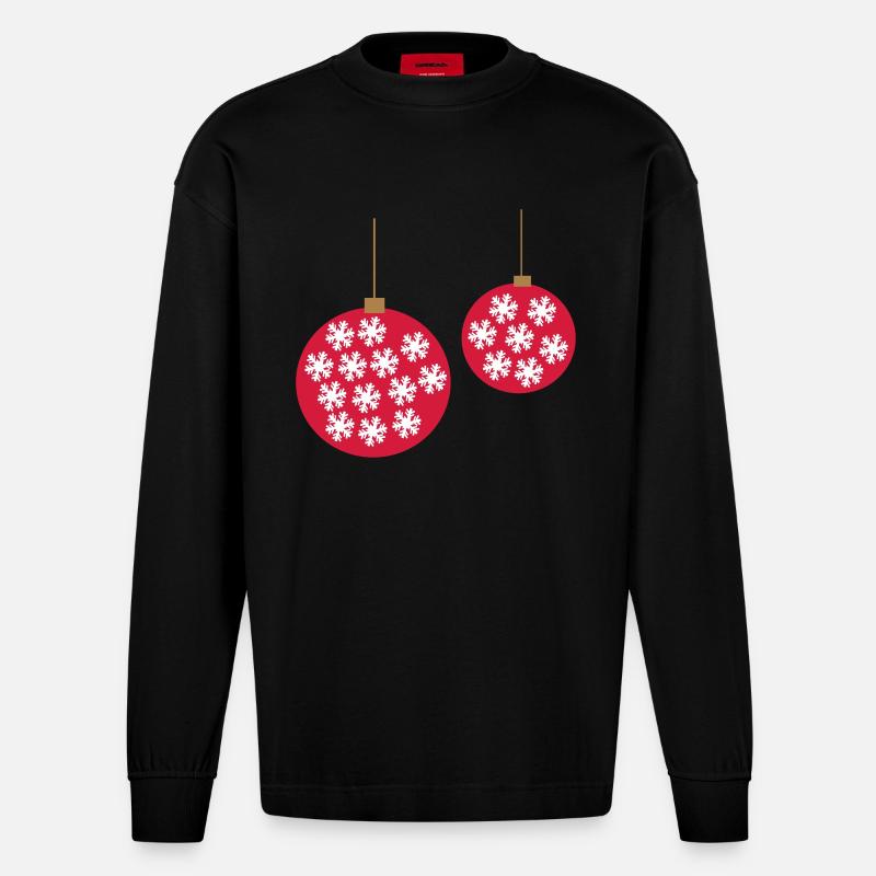 Weihnachtskugel - Heavyweight Oversized Organic Langarmshirt Made in EU - SOLID BLACK