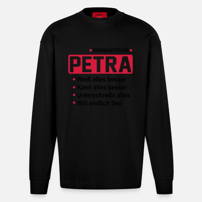 petra - Heavyweight Oversized Organic Langarmshirt Made in EU - SOLID BLACK