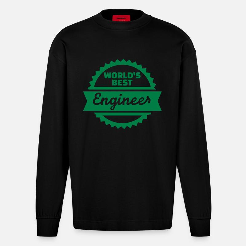 World's Best Engineer - Manches longues bio épais oversize fabriqué en UE - SOLID BLACK
