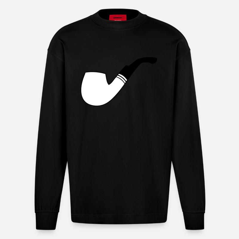 Pfeife - Heavyweight Oversized Organic Langarmshirt Made in EU - SOLID BLACK