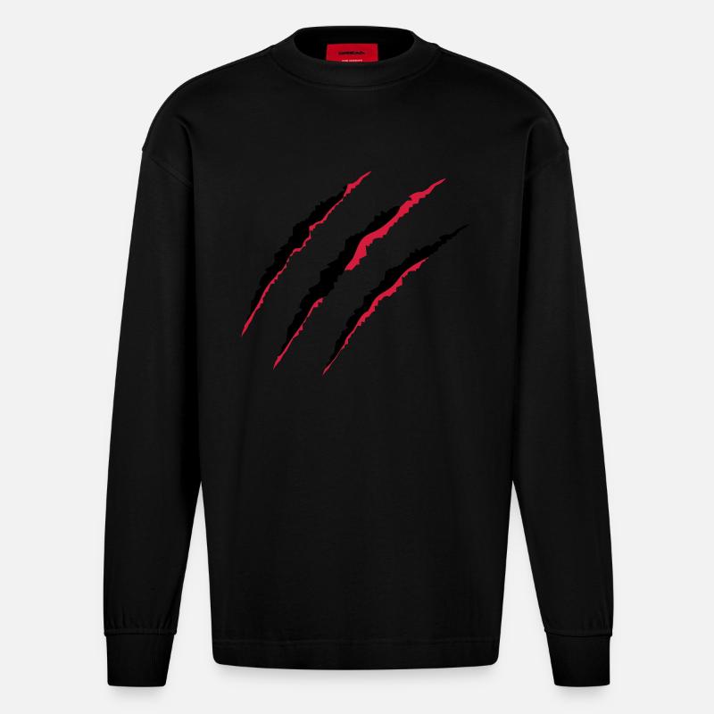 krallen_02 - Heavyweight Oversized Organic Langarmshirt Made in EU - SOLID BLACK