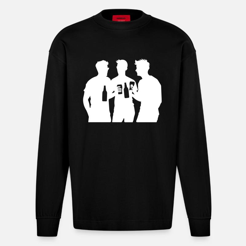 Team Bier Mannschaft - Heavyweight Oversized Organic Langarmshirt Made in EU - SOLID BLACK