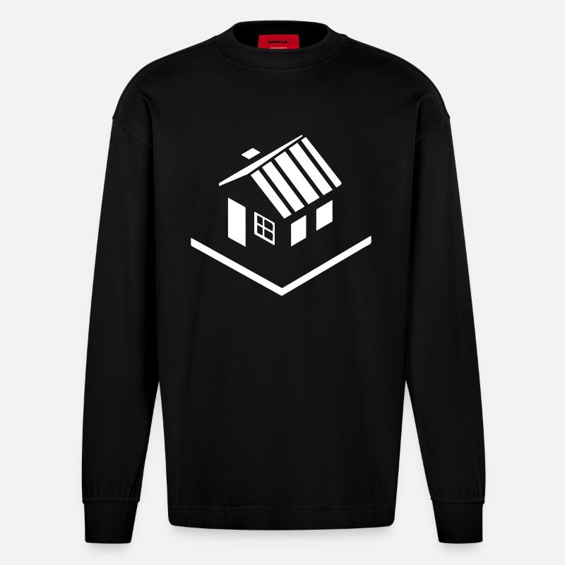 Icône de propriété de maison - Manches longues bio épais oversize fabriqué en UE - SOLID BLACK