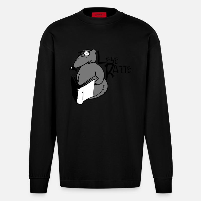 leseratte - Heavyweight Oversized Organic Langarmshirt Made in EU - SOLID BLACK