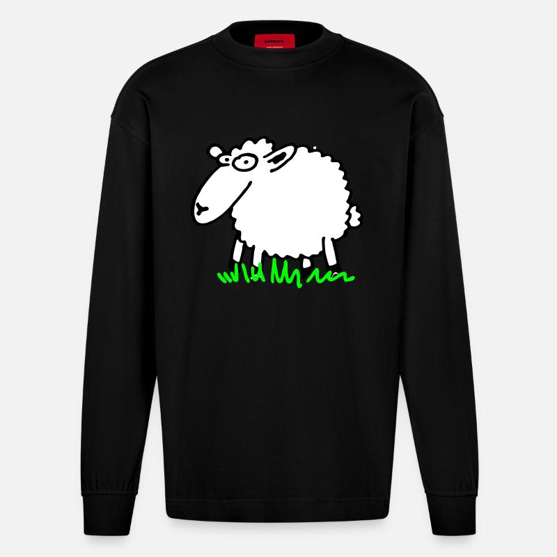 Schaf - Heavyweight Oversized Organic Langarmshirt Made in EU - SOLID BLACK