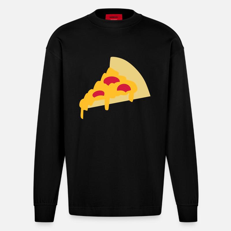 Pizza - Heavyweight Oversized Organic Langarmshirt Made in EU - SOLID BLACK