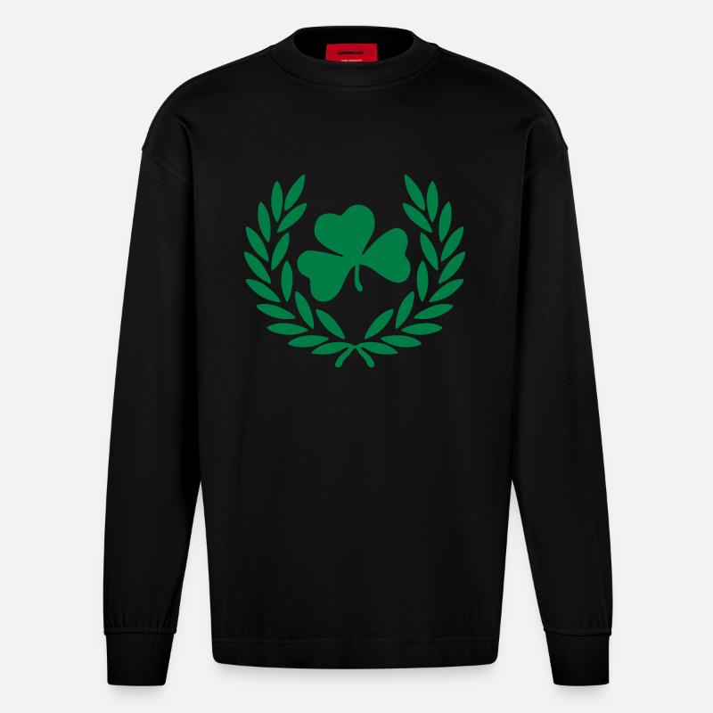 Klee Blume krone - Heavyweight Oversized Organic Langarmshirt Made in EU - SOLID BLACK
